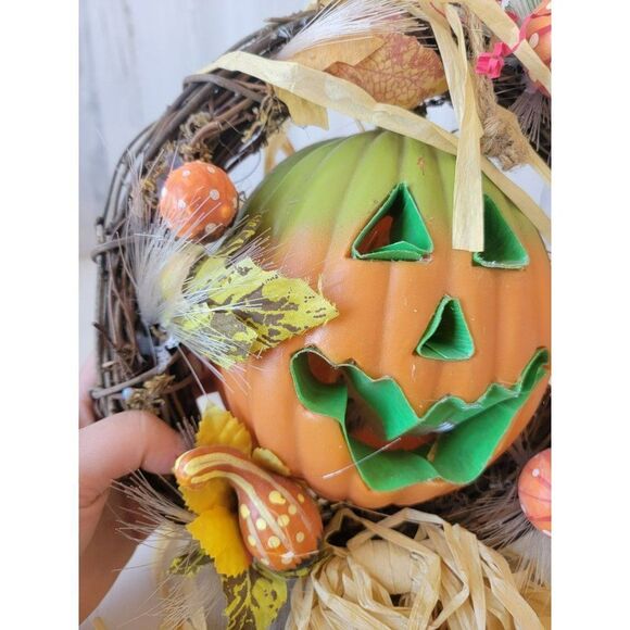 Jack O'Lantern wreath fiber optic AS IS Halloween board Decor prop - Picture 9 of 10